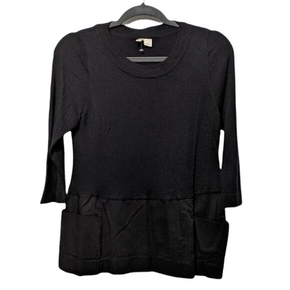 Anthropologie MOTH Mixed Media Pocket 3/4 Sleeve Sweater M - Picture 1 of 8